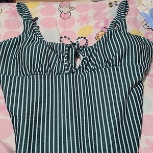 NWT Green striped bathing suit